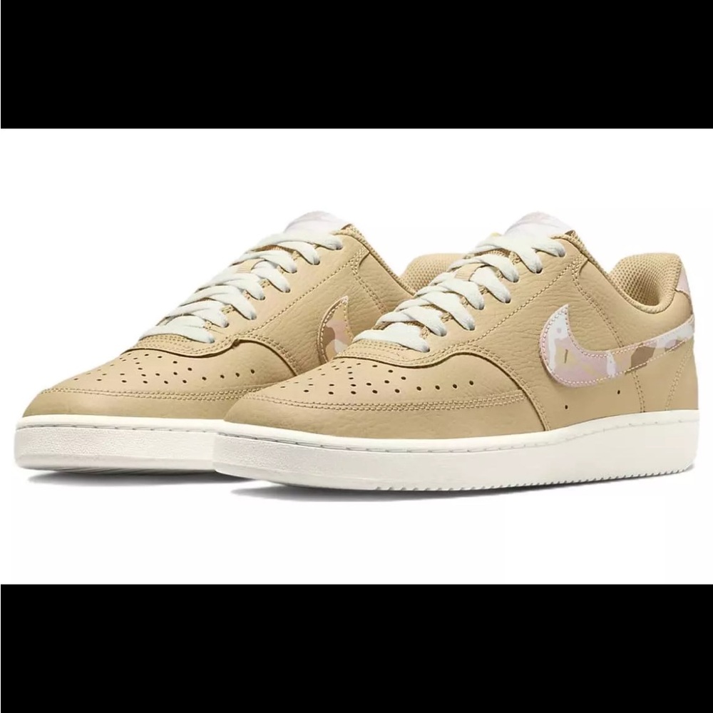 Nike Court Vision Low Sesame Camo Shoes Size 6